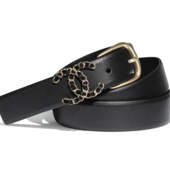 Chanel Calfskin & Gold-Tone Metal Belt